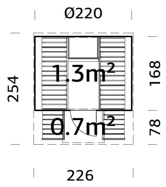 Sauna Anita 1,3+0,7 m²