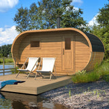 Sauna Extérieur Ovale en Bois Thermo-traité 4-6 Places