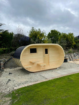 Sauna Extérieur Ovale en Bois Thermo-traité 4-6 Places