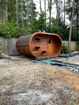 Sauna Extérieur Ovale en Bois Thermo-traité 4-6 Places