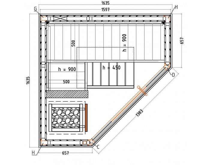 Sauna traditionnel d'intérieur 3 places | Harvia cabine d'angle