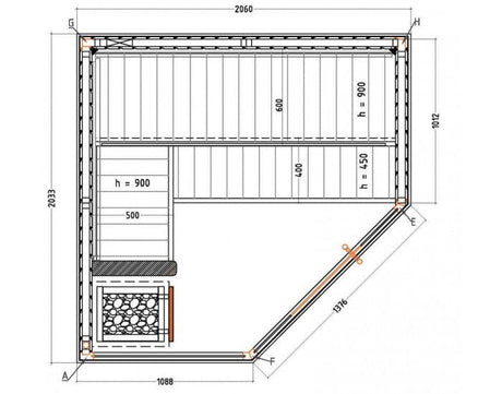 Sauna traditionnel d'intérieur 4-5 places | Harvia cabine d'angle